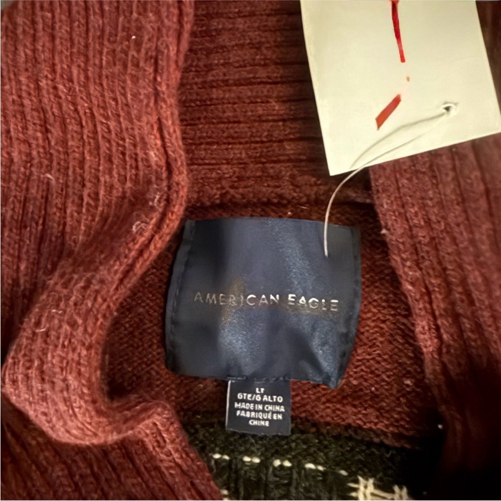 Y2K American Eagle Outfitters Burgundy and White Sweater - Picture 3 of 3